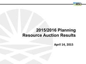 2015/2016 Planning Resource Auction Results April 14, 2015