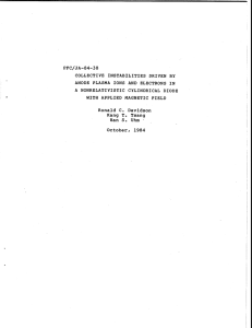 PFC/JA-84-38 ANODE  PLASMA A COLLECTIVE  INSTABILITIES  DRIVEN  BY