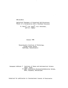 PFC/JA-86-2 Analytical  Treatment of Linearized  Self-Consistent