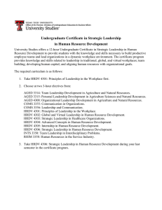 Undergraduate Certificate in Strategic Leadership in Human Resource Development