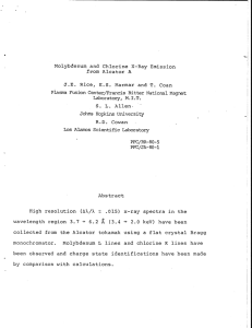 Molybdenum and  Chlorine X-Ray Emission A E.S.