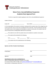 Return from a Second/Additional Suspension Academic Dean Approval Form