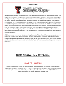 AFISM serves the campus by way of two strategic areas: ... June 2012 Edition