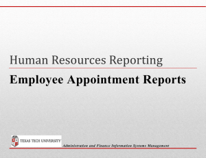 Human Resources Reporting Employee Appointment Reports Administration and Finance Information Systems Management