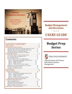 USERS GUIDE Budget	Prep Contents Budget	Management