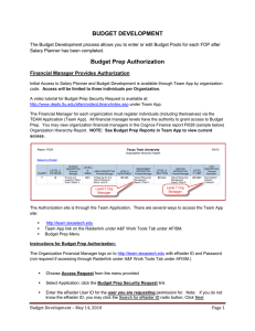 BUDGET DEVELOPMENT