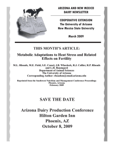 ARIZONA AND NEW MEXICO DAIRY NEWSLETTER COOPERATIVE EXTENSION The University of Arizona