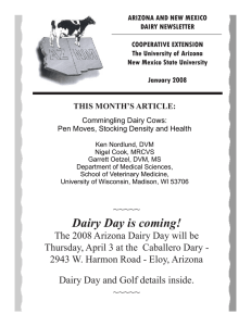 ARIZONA AND NEW MEXICO DAIRY NEWSLETTER COOPERATIVE EXTENSION The University of Arizona