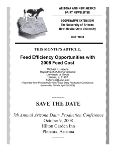 ARIZONA AND NEW MEXICO DAIRY NEWSLETTER COOPERATIVE EXTENSION The University of Arizona