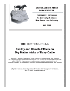 ARIZONA AND NEW MEXICO DAIRY NEWSLETTER COOPERATIVE EXTENSION The University of Arizona