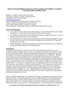 Impact of Increased Milking Frequency in Early Lactation and its... Persistency With and Without rbST