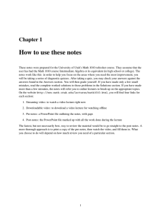 How to use these notes Chapter 1