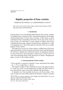 Rigidity properties of Fano varieties TOMMASO DE FERNEX CHRISTOPHER D. HACON