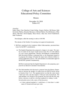 College of Arts and Sciences Educational Policy Committee Minutes November 18, 2010