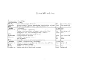 Cryptography week plan