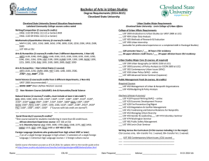 Bachelor of Arts in Urban Studies Degree Requirements (2014-2015) Cleveland State University