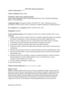 ECE 3331: Project Laboratory I Credit / Contact hours:  Course coordinator: