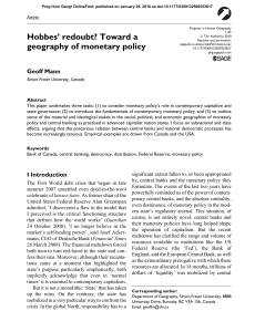 Hobbes’ redoubt? Toward a geography of monetary policy Article