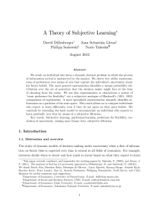 A Theory of Subjective Learning David Dillenberger Juan Sebastián Lleras Philipp Sadowski