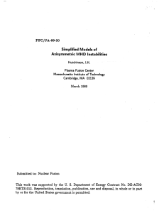 Simplified Models  of Axisymmetric  MHD  Instabilities PFC/JA-89-20 78ET51013.