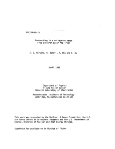 PFC/JA-89-23 Prebunching  in  a Collective Raman 1989