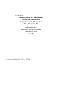 PFC/JA-89-33 Experimental  Study  of a High  Frequency