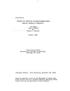 PFC/JA-89-52 ABSOLUTE CYCLOTRON-RESONANCE-MASER Ge  Zhang*