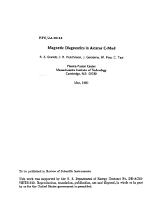 Magnetic  Diagnostics in Alcator C-Mod PFC/JA-90-15 78ET51013. by