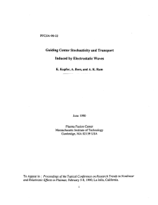 Guiding Center Stochasticity  and Transport Induced  by Electrostatic Waves PFC/JA-90-22