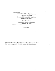 PFC/JA-90-37 Research  at  MIT  on  High  Frequency Gyrotrons  for ECRH