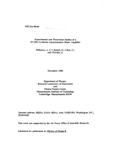 PFC/JA-90-40 35 Experimental  and  Theoretical  Studies  of a
