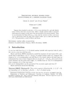 Identifying several biased coins encountered by a hidden random walk