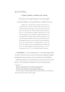 A Phase Transition in Random Coin Tossing and Yuval Peres