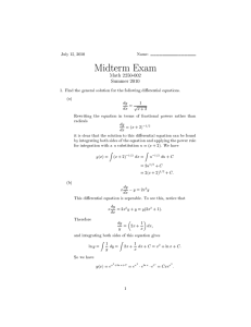 Midterm Exam Math 2250-002 Summer 2010