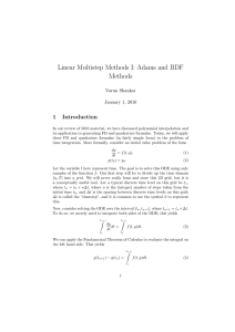Linear Multistep Methods I: Adams and BDF Methods 1 Introduction