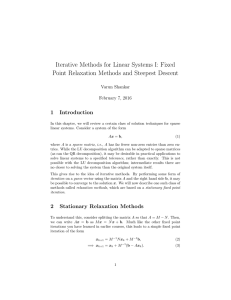 Iterative Methods for Linear Systems I: Fixed 1 Introduction