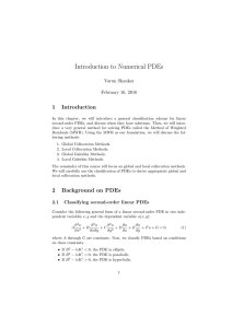 Introduction to Numerical PDEs 1 Introduction Varun Shankar