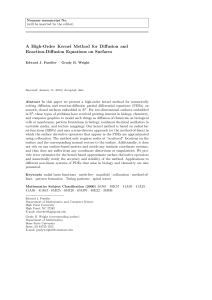 A High-Order Kernel Method for Diffusion and Reaction-Diffusion Equations on Surfaces