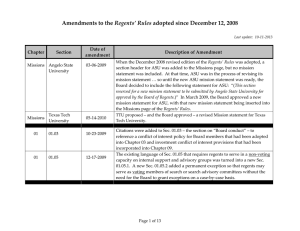 Regents’ Rules  Date of Chapter