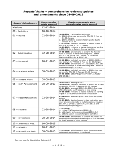 and amendments since 08-09-2013 Regents’ Rules Missions