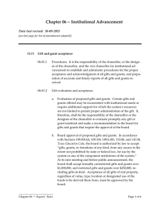 Chapter 06 -- Institutional Advancement Date last revised:  10-09-2015 06.01 06.01.1