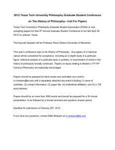 2012 Texas Tech University Philosophy Graduate Student Conference —Call For Papers