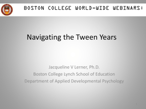 Navigating the Tween Years BOSTON COLLEGE WORLD-WIDE WEBINARS: