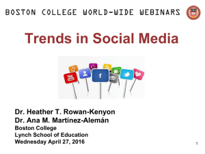 Trends in Social Media BOSTON COLLEGE WORLD-WIDE WEBINARS Dr. Heather T. Rowan-Kenyon