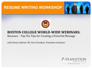 RESUME WRITING WORKSHOP BOSTON COLLEGE WORLD-WIDE WEBINARS: