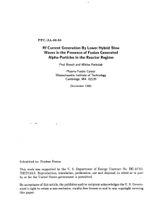 Rf Current  Generation  By  Lower  Hybrid... Waves  in the  Presence  of Fusion ... Alpha-Particles in the  Reactor  Regime