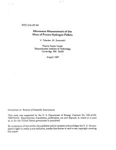 Microwave  Measurement  of the Frozen Mass  of Hydrogen  Pellets