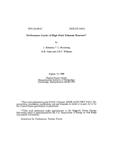 DOE/ET-51013 PFC/JA-88-27 J. Performance  Limits  of High  Field  Tokamak ...