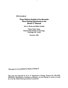 Power  Balance  Analysis of Ion  Bernstein PFC/JA-88-40