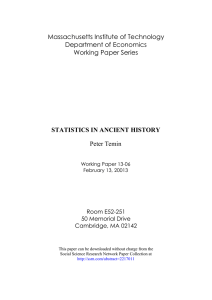 Massachusetts Institute of Technology Department of Economics Working Paper Series Peter Temin